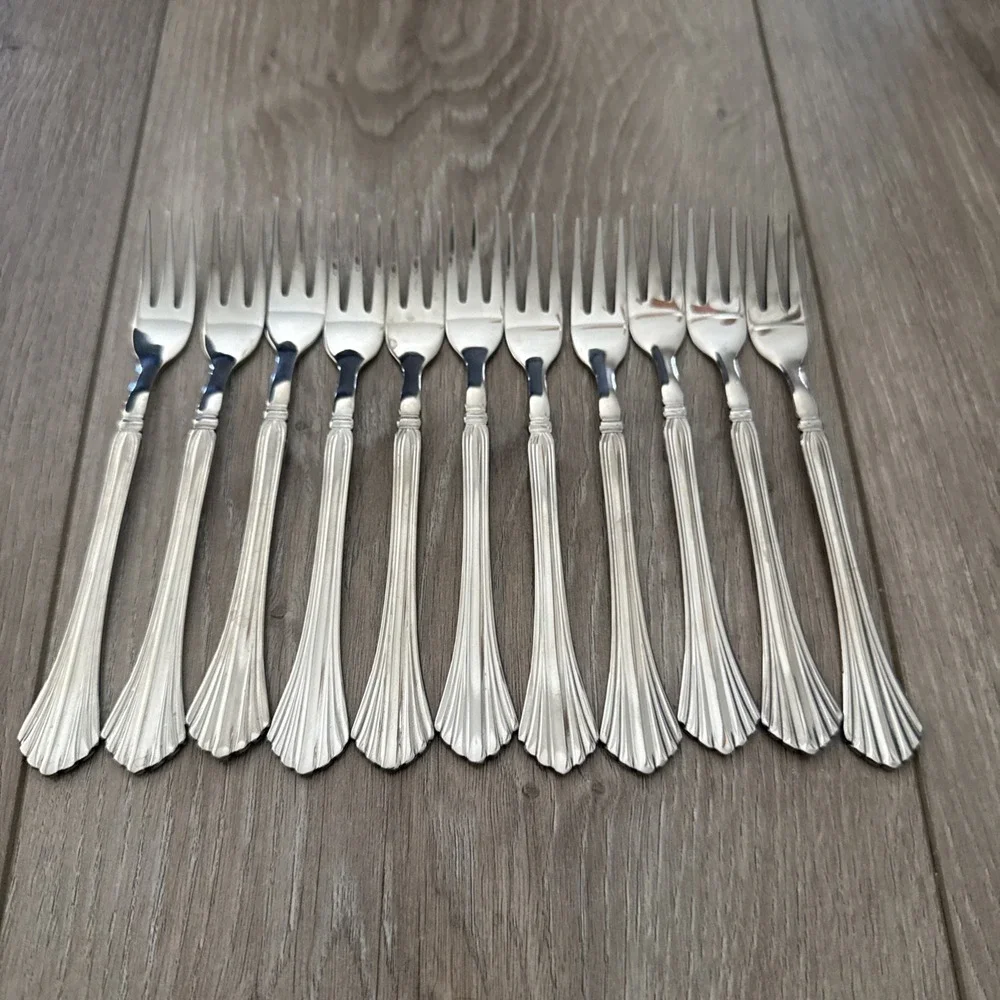 Lot 11 Cambridge Tracy‎ Stainless Steel Flatware Seafood Cocktail Appetizer Fork